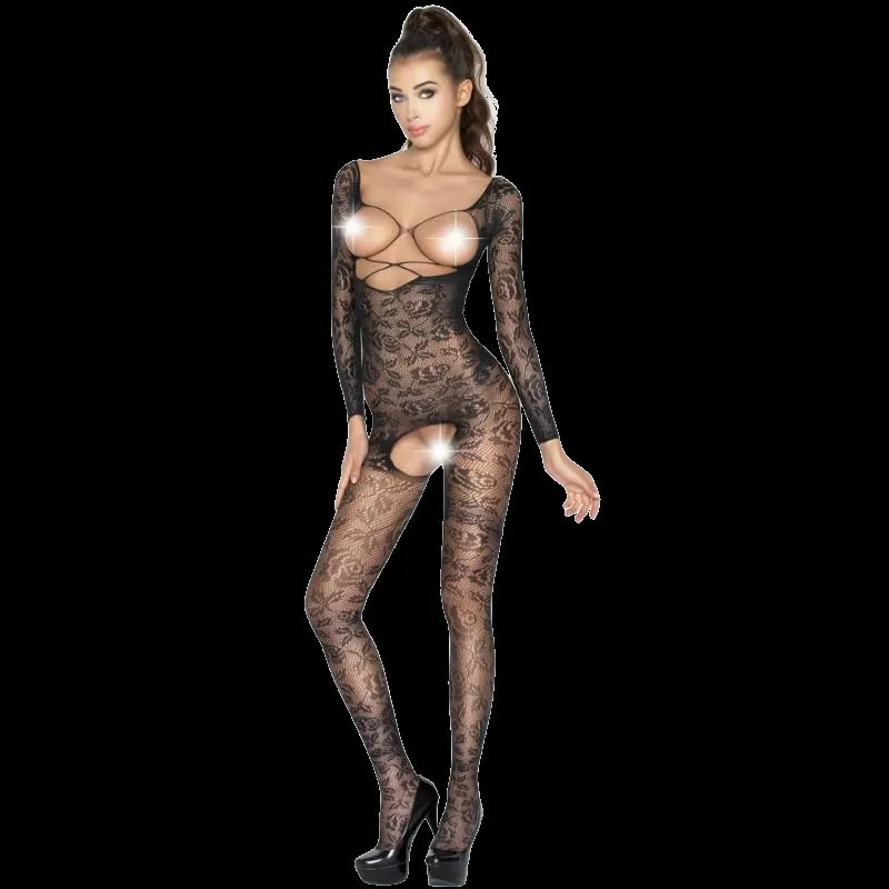 Passion - Mujer Bs031 bodystocking negro One Size