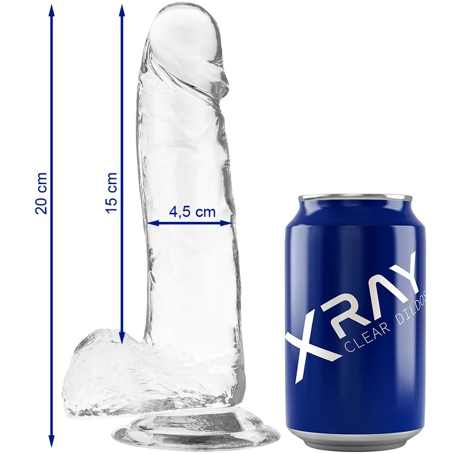 X Ray - Transparente Cock With bolas 20 Cm -O- 4.5 Cm