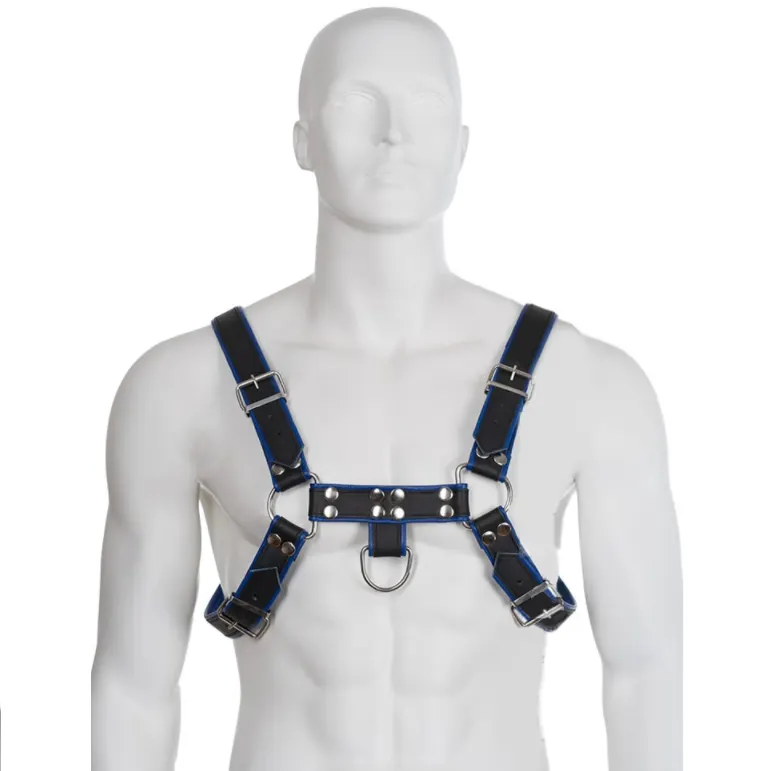 Leather Body - Azul And negro Leather arnés Chest Bulldog
