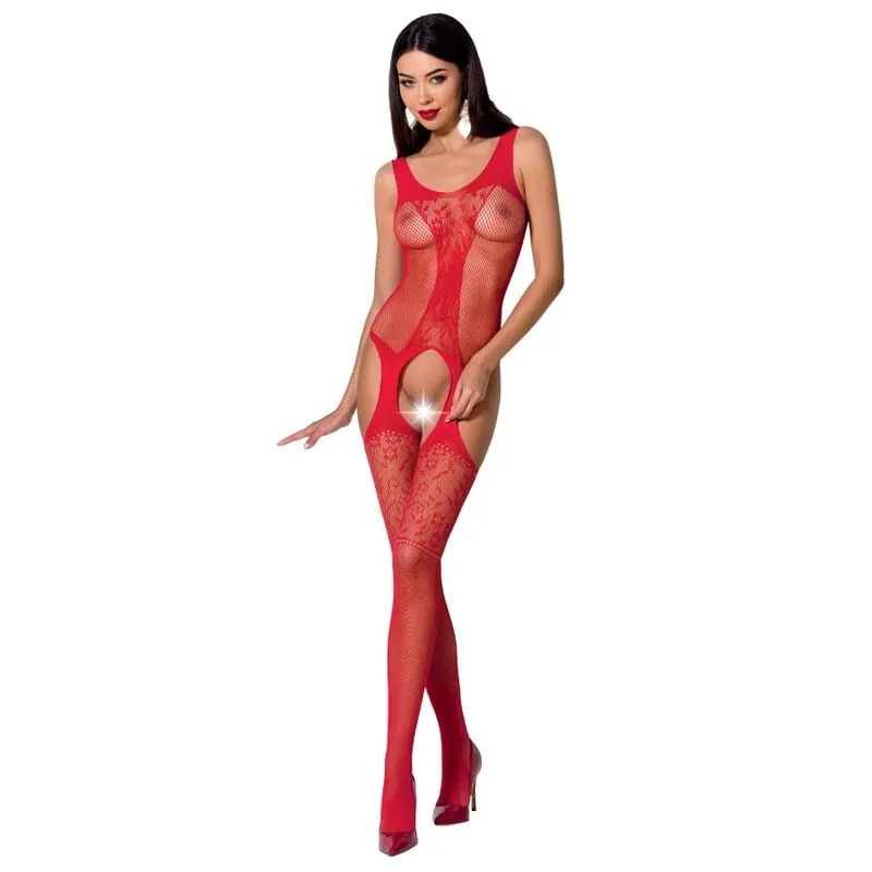 Passion - Mujer Bs072 bodystocking One Size rojo