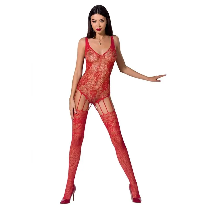 Passion - Mujer Bs074 bodystocking One Size rojo