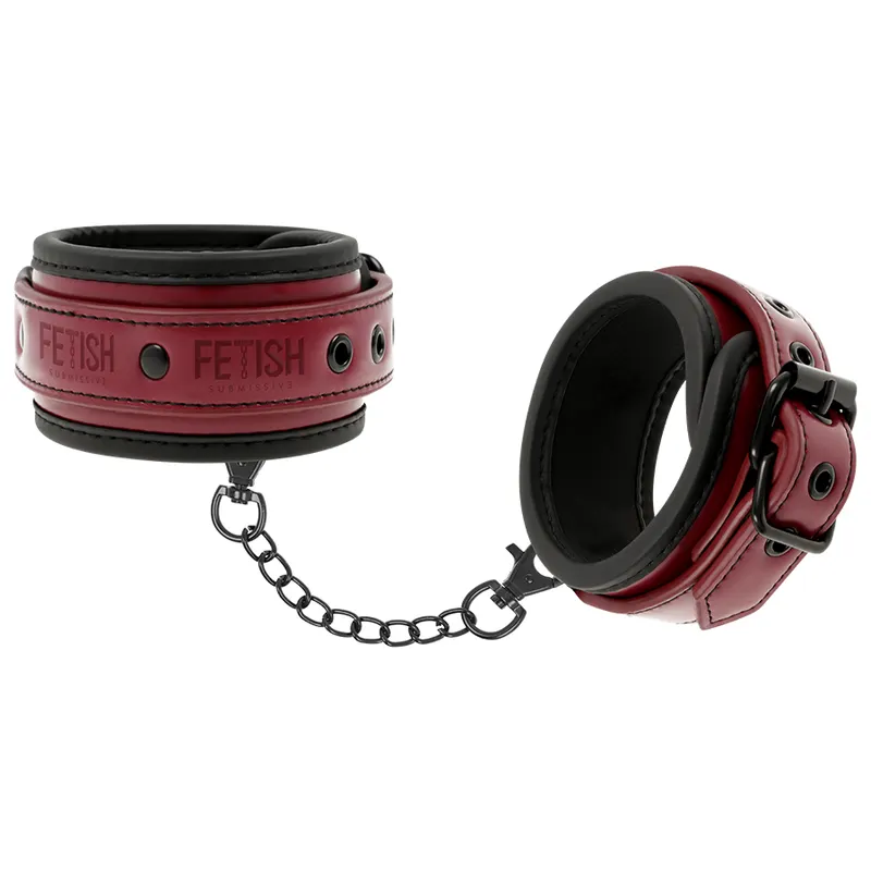 Fetish Submissive Dark Room - Vegan Leather Ankle esposas With Neoprene Lining