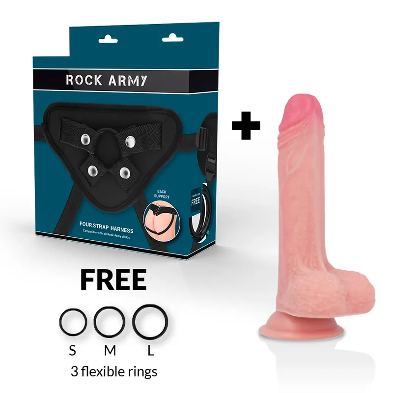 Rockarmy - Arnés + Liquid silicona Premium Mustang realista 18 Cm -O- 4.14 Cm